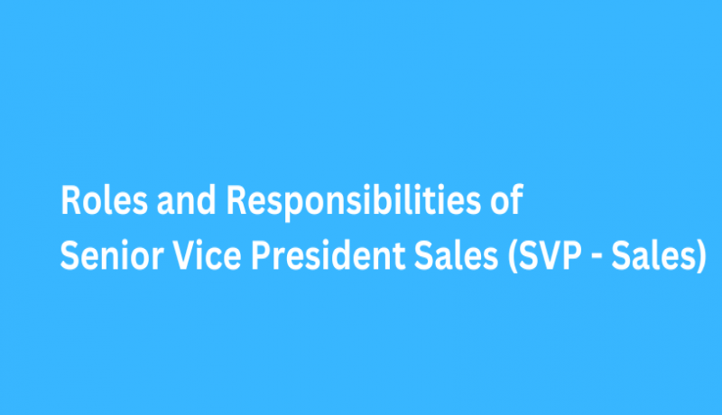 Roles and Responsibilities of a Senior Vice President Sales (SVP - Sales)